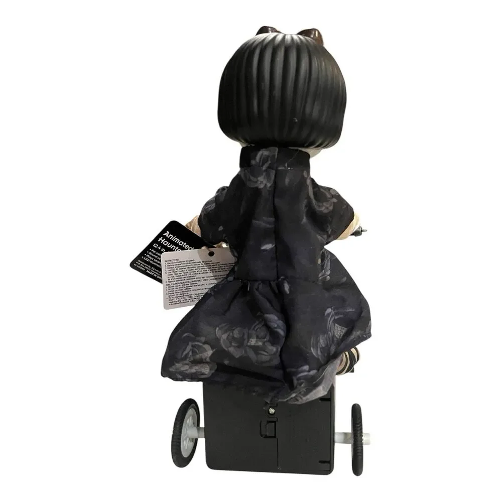Animated Haunted Rag Doll On Tricycle Halloween Decor Lights Talks  Creepy Moves